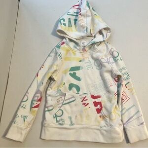 GAP kids hoodie girls‎ size XSmall white with background with Gap writing.